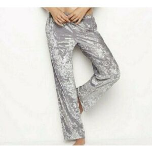 Emma & Sam Crushed Velvet Straight Leg Pants Silver Size Medium